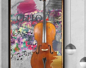 Cello, Cello Art, Canvas or Print, Musical Instruments, Orchestra, Symphony, Classical Music, Music Teacher, Music Room Decor