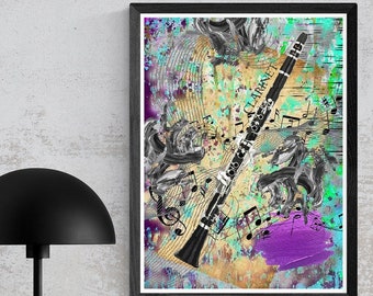 Clarinet, Music Lover, Clarinet Art, Musical Instruments Art, Canvas or Print, Orchestra, Symphony, Classical Music, Music Room Decor