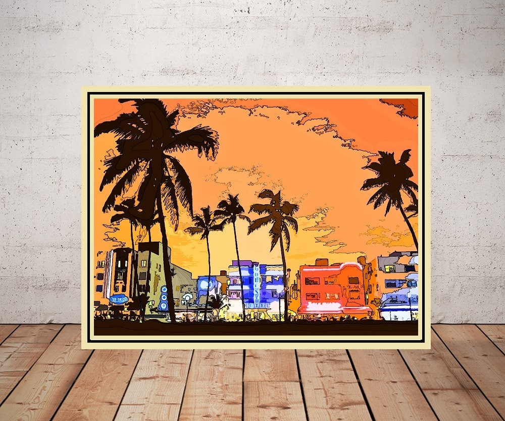 South Beach Print or Canvas Miami Beach Decor Miami City Etsy