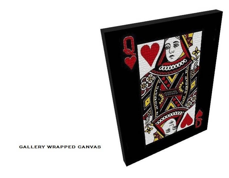 Queen of Hearts, Print or Canvas, Deck of Cards Decor, Poker Player