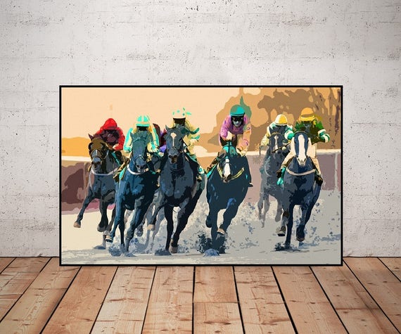Derby Horse Racing Print Or Canvas Horse Race Wall Art Race Etsy