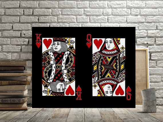 King And Queen Of Hearts Print Or Canvas Poker Player Gift Etsy