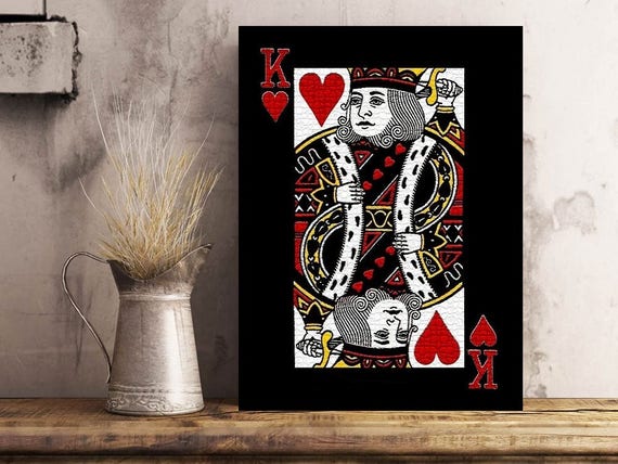 King Of Hearts Print Or Canvas Gambling Decor Poker Player Etsy