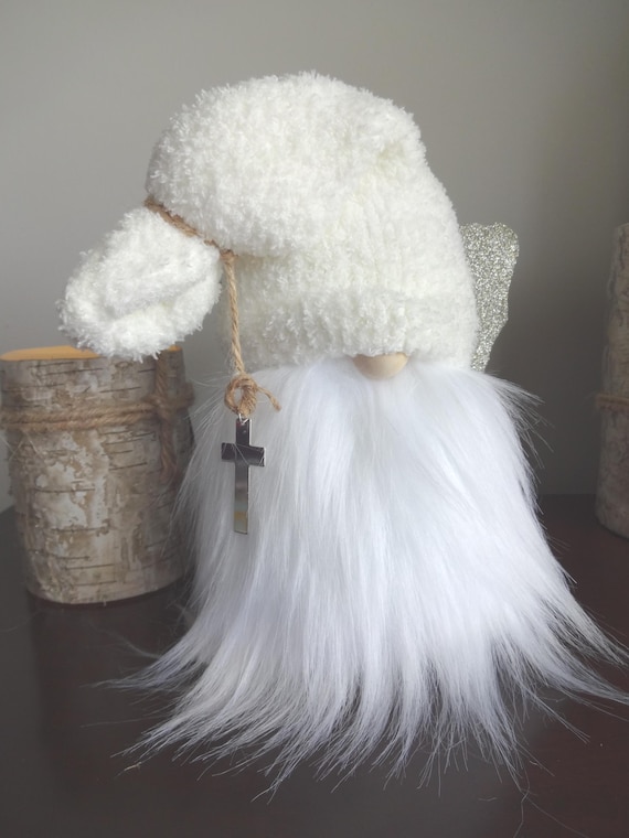 Angel Gnome: Faith Decor, Gnomes with Gold Butterfly Wings and Cross