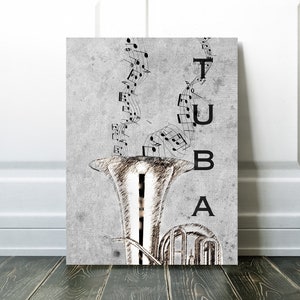 Tuba Art, Musical Instrument, Tuba Player, Print or Canvas, Band, Musician Gift, Brass, Jazz Art