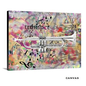 Trumpet, Jazz Music, Music Art, Musical Instrument, Trumpet Picture, Canvas or Print, Orchestra Artwork, Musician Gift