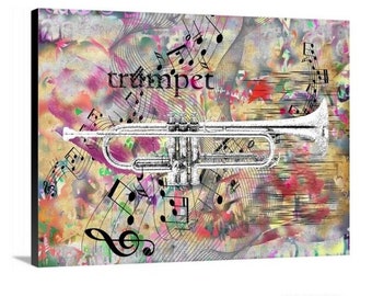 Trumpet, Jazz Music, Music Art, Musical Instrument, Trumpet Picture, Canvas or Print, Orchestra Artwork, Musician Gift