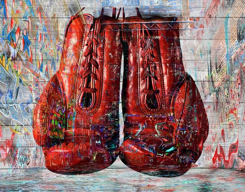 Boxing Gloves Print or Canvas Red Boxing Gloves Art Boxing Etsy