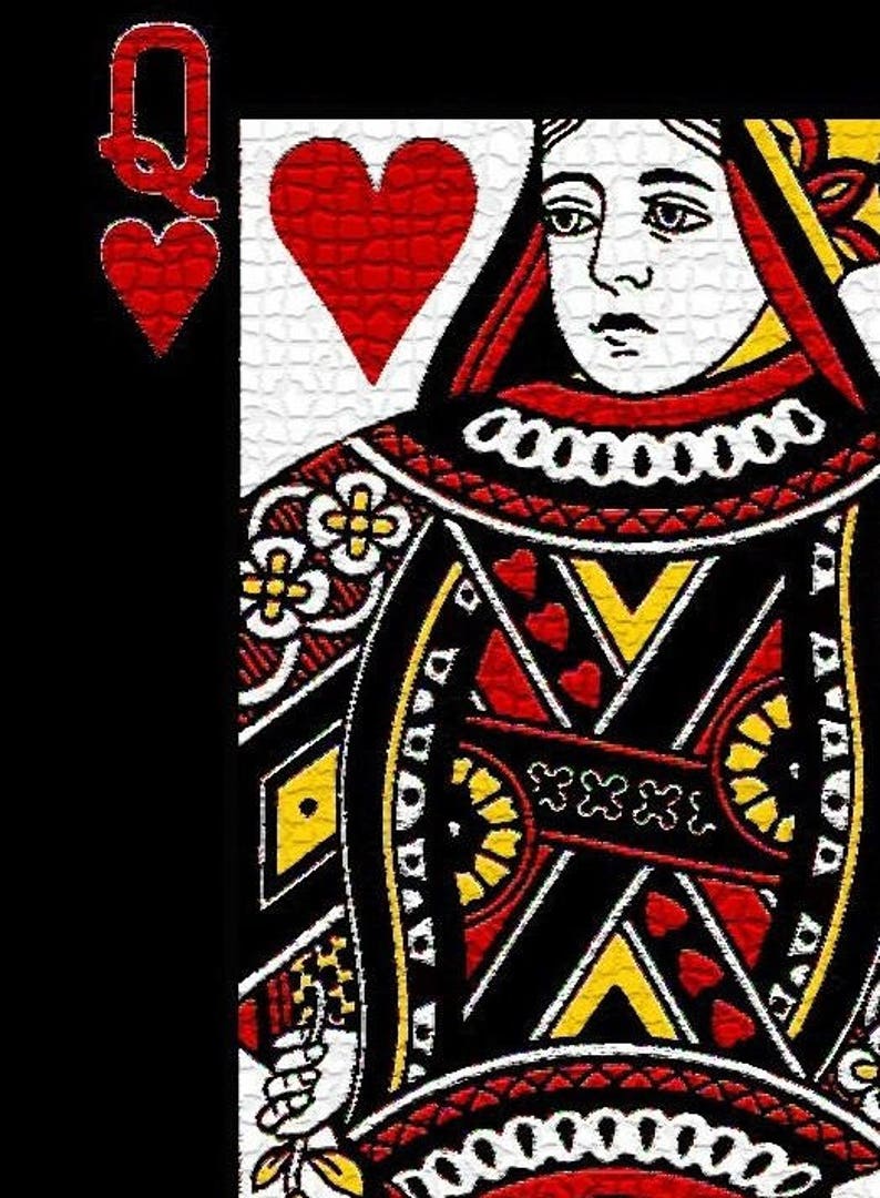 Queen of Hearts, Print or Canvas, Deck of Cards Decor, Poker Player