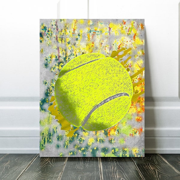 Tennis Art, Tennis Player, Tennis Ball, Tennis Print, Canvas or Paper, Sports Fan, Sports Room, Game Room Decor