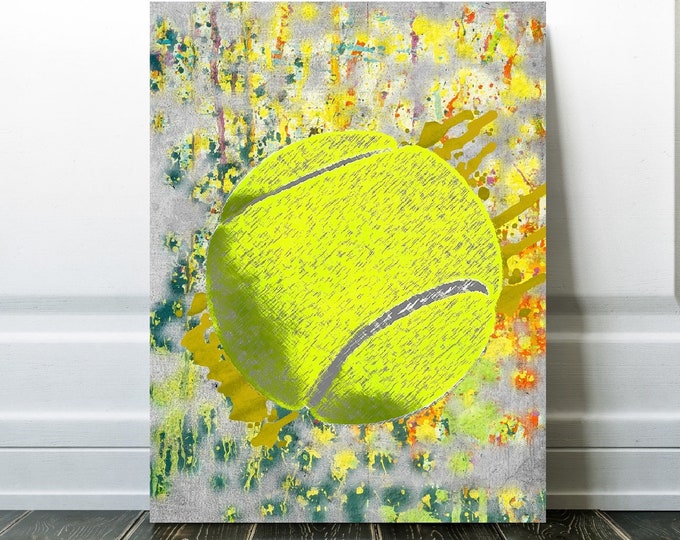 Tennis Art, Tennis Player, Tennis Ball, Tennis Print, Canvas or Paper, Sports Fan, Sports Room, Game Room Decor