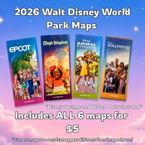 2026 Walt Disney World Park Map Brochure | Newest Editions | Magic Kingdom | EPCOT | Hollywood Studios | Animal Kingdom | Vacation Planning