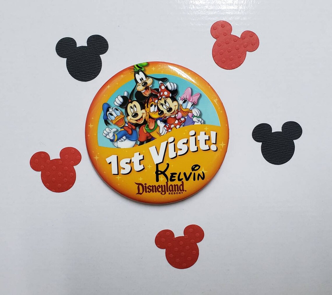 Custom Disneyland Button 1st Visit Add Your Own Text Etsy