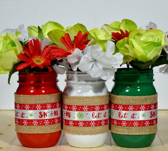 Christmas Mason Jars Christmas Decor Christmas Decorations Etsy