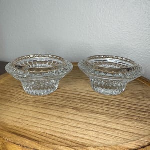 Vintage Crystal Glass Votive Taper Candle Holder Set
