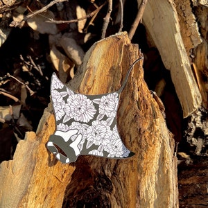 Manta Ray Floral Sticker