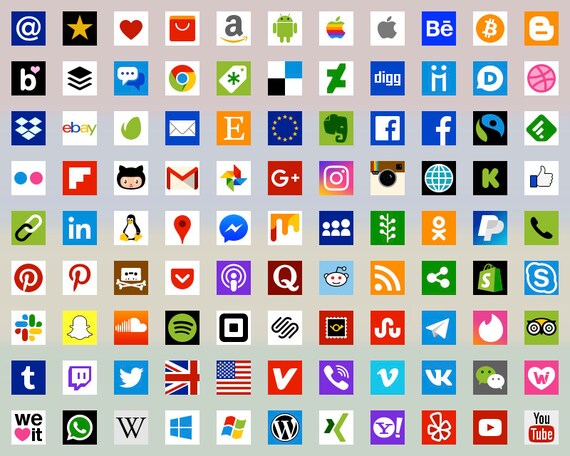 Socialmediaicons Tileshape Brandcoloricons 9313 Etsy