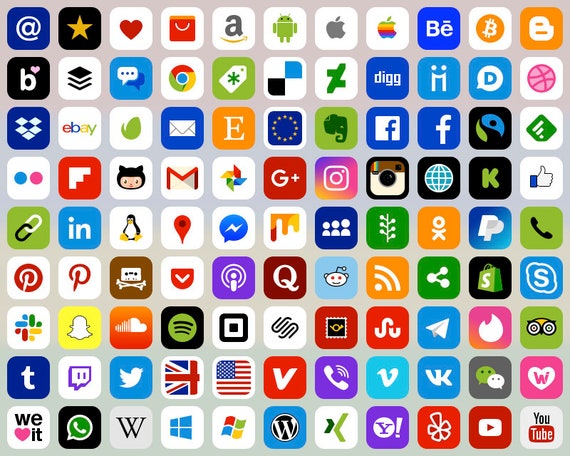 Socialmediaicons Tabletshape Brandcoloricons 9313 Etsy