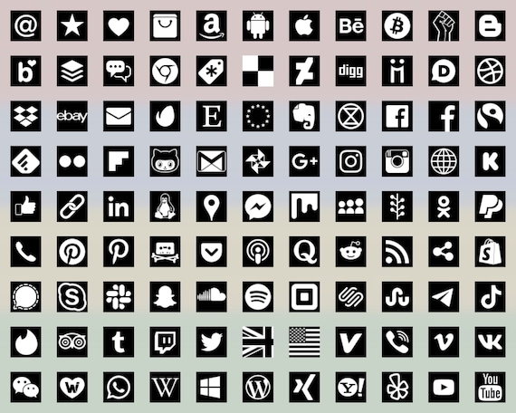 Iconos De Redes Sociales Vectoriales En Blanco Y Negro Iconos De Redes