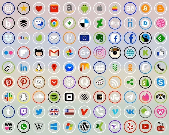 Socialmediaicons Brandcolorringed 9313designs Bitmap Etsy