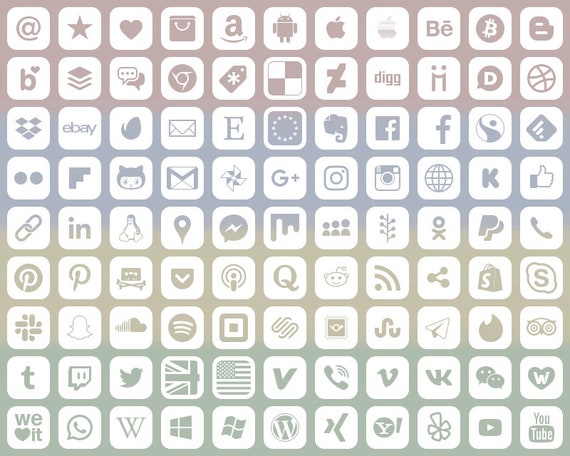 Socialmediaicons Tabletshape Transparentonwhite 9313 Etsy