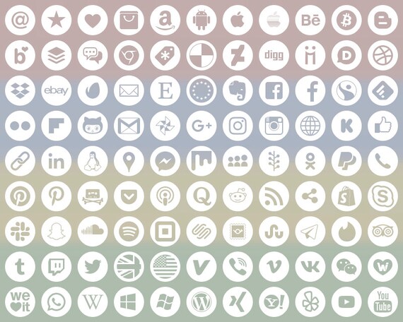 Socialmediaicons Circleshape Transparentonwhite 9313 Etsy