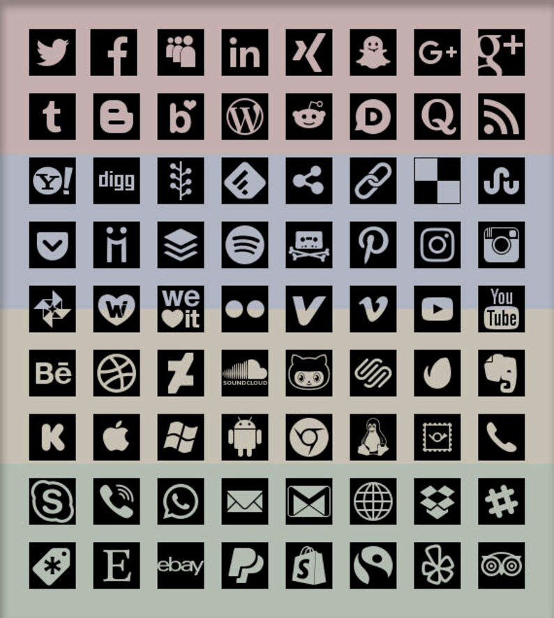 Social Media Icons72logodesigns Alphatransparencyon Etsy