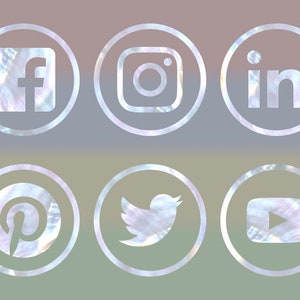 Social Media Icons, 22 types, pearl ringed, bitmap & vector images