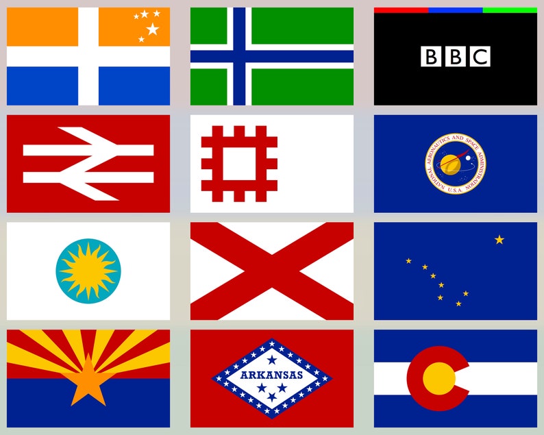 45 regional flags, Useful selection, Bitmap & vector images - Etsy