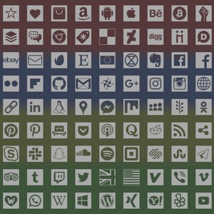 May include: A colourful grid of social media logos, including Facebook, Twitter, Instagram, YouTube, Pinterest, and more.