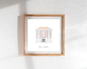 Beaux Arts Architecture Watercolor Art, Historic Architecture Collection, Digital Print, Digital Print, Home Art, Old Homes, Century
