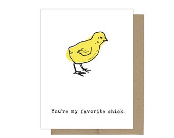 Favorite Chick Friendship Card, Best Friend Card, Cute Love Card, Anniversary Card, Love Greeting Cards, Romantic Card, Card for Wife, Love