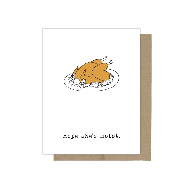 Hope She's Moist Holiday Card, Thanksgiving Card, Thanksgiving Holiday Card, Funny Holiday Card, Pumpkin Greeting Card, Autumn Fall Card