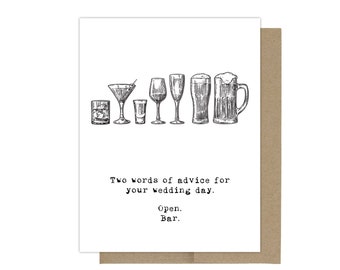 Open Bar Engagement Card, Funny Wedding Card, Funny Engagement Card, Funny Bachelorette Card, Cards for Groom, Wedding Congrats, Bride to Be