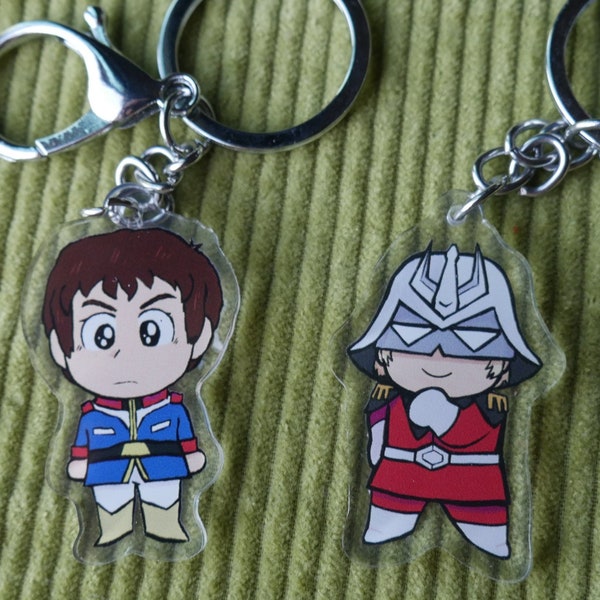 Amuleto acrílico de 2 pulgadas para Gundam Char Aznable Amuro Ray