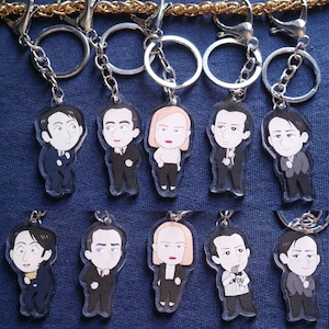 Succession acrylic keychain charms Kendall Roman Shiv Roy Tom Wambsgans Cousin Greg Hirsch