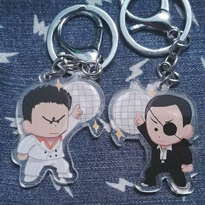 Yakuza 0 Kazuma Kiryu and Goro Majima 2 inch acrylic charms double sided