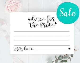Advice for the Bride, 4x6", Advice Cards, Advice Cards Bridal Shower, Advice Cards Wedding, Words of Wisdom, Bridal Shower Games, Hen Party