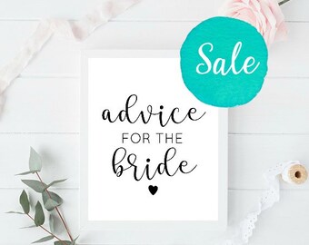 Advice for the Bride, Bride Advice Sign, Advice Sign, Bridal Shower Sign, Bachelorette Sign, Rustic Bridal Shower Sign, Bride Advice Cards