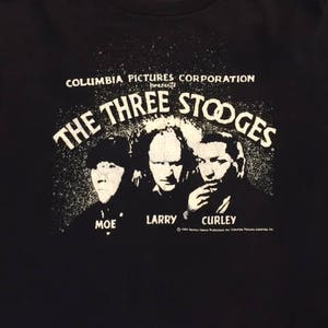 Vtg 80&#39;s The Three Stooges Columbia Motion Pictures Moe Larry Curley T shirt S