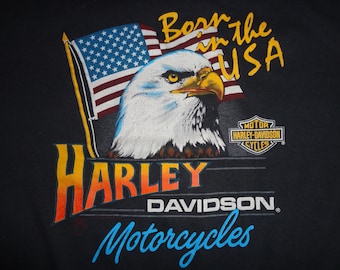 Vintage 80s Harley Davidson Born in the USA Motorcycle Tee - Etsy