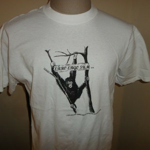 Vintage 90&#39;s Delta White MONKEY Erro Ergo Sum Cotton T-shirt Adult L Rare Find