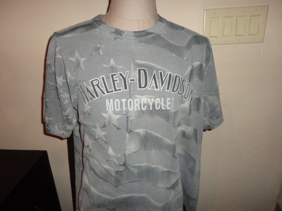 Vtg 90's HOLOUBEK Harley Davidson Gray Tie Dye Tshirt Adult L