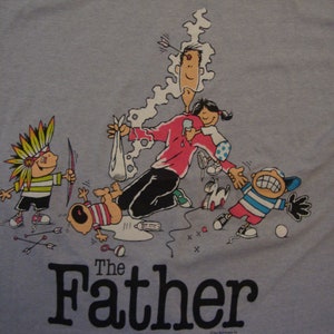 Vintage 80&#39;s The Father Funny Comic Gray T Shirt Size 2XL