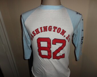 Vtg 80's SOFT Washington DC Raglan 50-50 #82 Baseball Jersey Shirt Fits Sz S USA