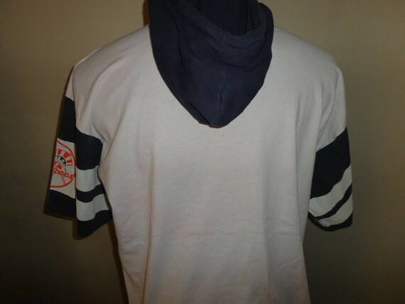 Vtg 90's Pale Pink York Yankees Apex One Hooded Jersey 