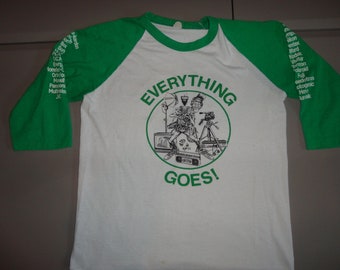 Vtg 80's Everything Goes Electronics Caricature 50-50 Screen Stars Tshirt Fits S