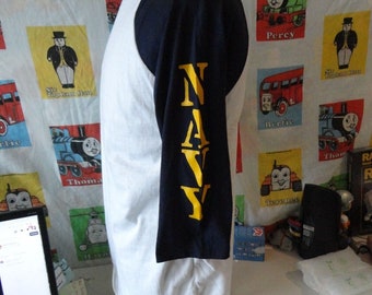 Vintage 90s Navy Midshipmen Blank Raglan Sleeve T Shirt L