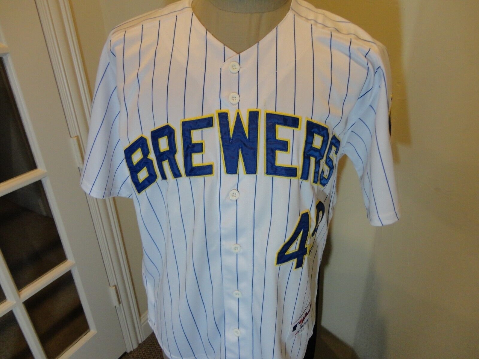 Vtg 90's Sewn Authentic Majestic Milwaukee Brewers #49
