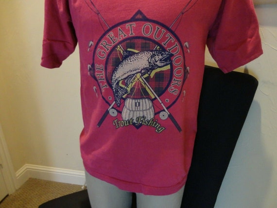 Vtg 90 s Pink Gear for Sports Great Outdoor Trout Fishing Heavy T Shirt Sz M Usa Etsy Canada
